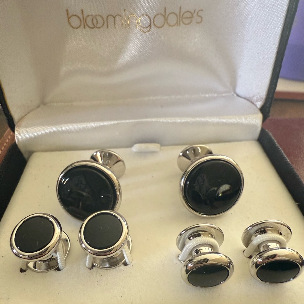 Elegant Black and Silver Cufflinks Set